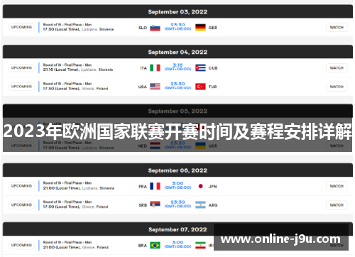 2023年欧洲国家联赛开赛时间及赛程安排详解